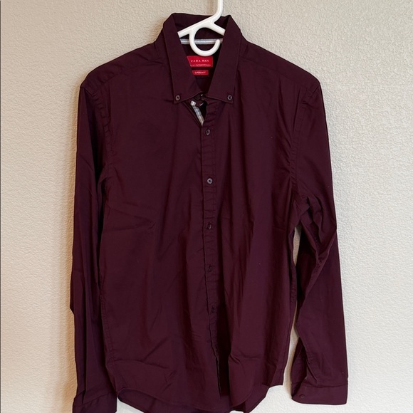 Zara Other - Zara Men's Deep Burgundy Button-Down Shirt